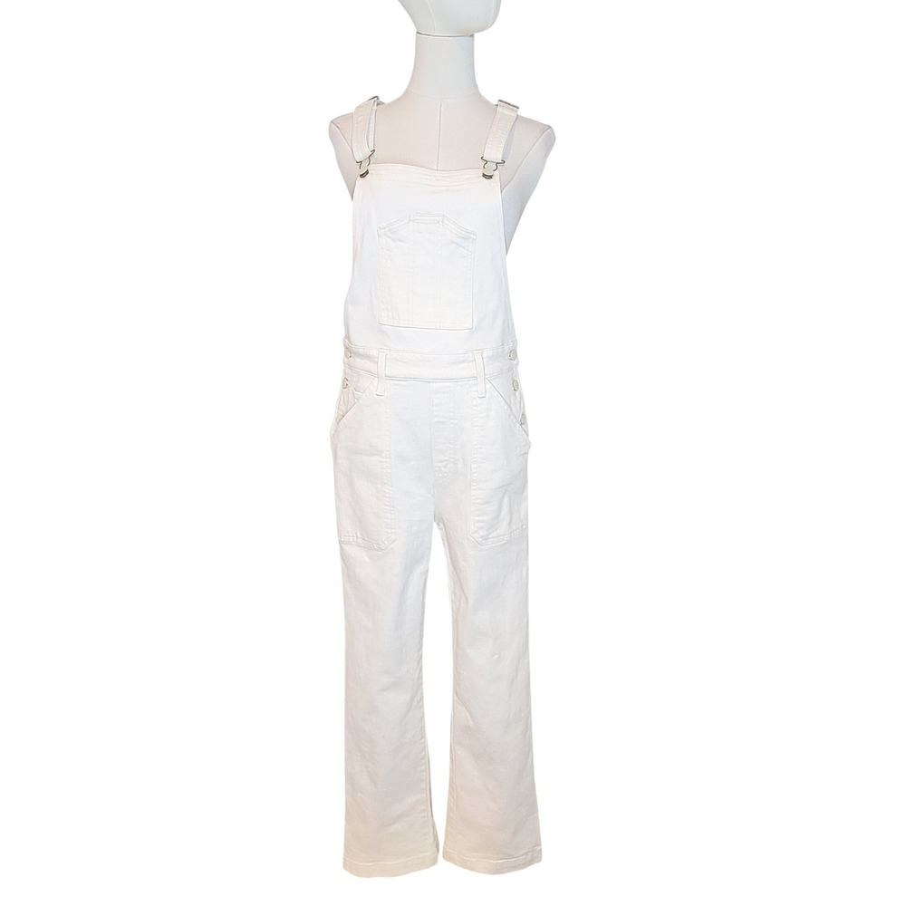 Mother The Patch Pocket Overalls Ankle S Cream Oatmeal Coastal Cottagecore Boho - Picture 3 of 13